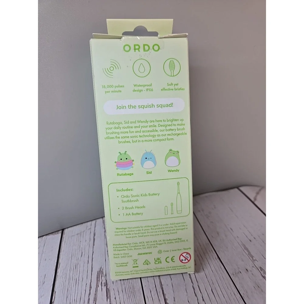 ORDO Sonic Kids Battery Green Toothbrush Original Squishmallows Jazwares NEW